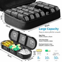 Weekly Pill Organizer 3 Times a Day Pill Box Daily Pill Case Vitamin, Medicine Case Black thumbnail