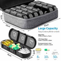 Weekly Pill Organizer 3 Times a Day Pill Box Daily Pill Case Vitamin, Medicine Case Grey thumbnail