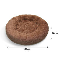 Pet Dog Bed Bedding Warm Plush Round Soft Dog Nest Light Coffee  XL 100cm thumbnail