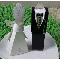 100 Pack of 50 Bride and 50 Groom Wedding Bridal Bomboniere Favor Candy Choc Almond Box - Kate Aspen Design thumbnail