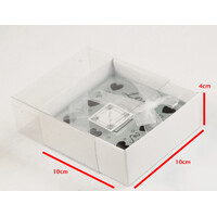 100 Pack of 10cm Square Invitation Coaster Favor Function product Presentation Cookie Biscuit Patisserie Gift Box - 4cm deep - White Card with Clear S thumbnail
