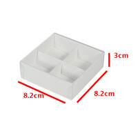 10 Pack of White Card Chocolate Sweet Soap Product Reatail Gift Box - 4 Bay Compartments - Clear Slide On Lid - 8x8x3cm thumbnail