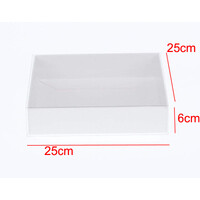 10 Pack of White Card Box - Clear Slide On Lid - 25 x 25 x 6cm - Large Beauty Product Gift Giving Hamper Tray Merch Fashion Cake Sweets Xmas thumbnail