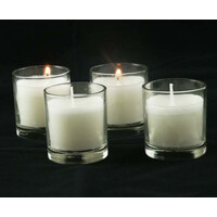 20 White Wax Clear Glass Holder Votive Candle - Wedding Event Centrepiece Table Decoration thumbnail