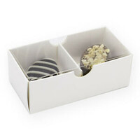 50 Pack of White Card Chocolate Sweet Soap Product Reatail Gift Box - 2 Bay Compartments - Clear Slide On Lid - 8x4x3cm thumbnail
