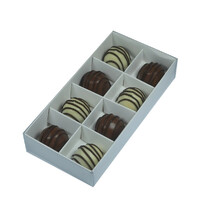 50 Pack of White Card Chocolate Sweet Soap Product Reatail Gift Box - 8 bay 3cm Compartments - Clear Slide On Lid - 16x8x3cm thumbnail