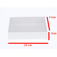 50 Pack of White Card Box - Clear Slide On Lid - 17 x 25 x 5cm -  Large Beauty Product Gift Giving Hamper Tray Merch Fashion Cake Sweets Xmas thumbnail