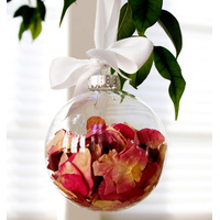 50 Wholesale Pack Glass Bauble 8cm Diameter Round Clear with Silver Cap - table or tree centrepice personal memory theme craft gift thumbnail