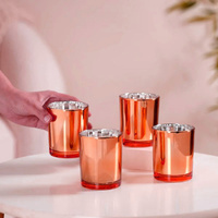 20 Pack Copper Votive Tealight Candle Holders Valentines Day Mercury  Wedding Decor Glass Candlestick Party Decorations Bridal Baby Shower Event thumbnail