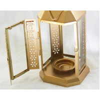Gold Metal Miners Lantern Summer Xmas Wedding Home Party Room Balconey Deck Decoration 21cm Tealight Candle thumbnail