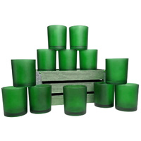 40 Bulk Pack Green Frosted Glass Votive Candle Holders Table Centreoieces  Xmas Wedding Anniversary Event Recption Party Function or Home Decor thumbnail