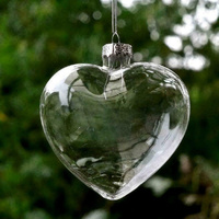 5 Pack Iridescent Glass Heart Ornaments Fillable Baubles for Christmas Party Wedding DIY Craft Decorations thumbnail