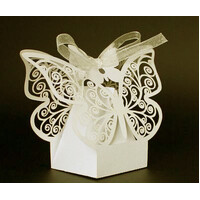 100 Piece Pack - Ivory Cream Butterfly Wedding Engagement Party Bomboniere Favour Lolly Gift Almond Card Box thumbnail