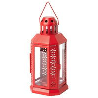 Red Metal Miners Lantern Summer Xmas Wedding Home Party Room Balconey Deck Decoration 21cm Tealight Candle thumbnail