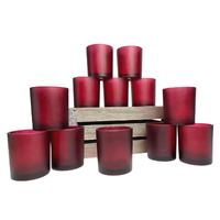 20 Pack Red Frosted Glass Votive Tealight Candle Holders Valentines Day Xmas Wedding Decor Glass Candlestick Party Decorations Bridal Baby Shower Even thumbnail