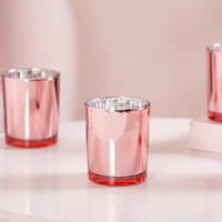 40 Pack Rose Gold Pink Votive Tealight Candle Holders Valentines Day Mercury  Wedding Decor Glass Candlestick Party Decorations Bridal Baby Shower Eve thumbnail