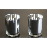 10 Pack Silver Mercury Glass Votive Candle Holders Set For Wedding, Bridal And Baby Shower, Party Function or Home Decor thumbnail