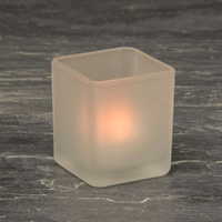 20 Pack Square Cube Frosted Glass 5cm Tealight Candle Holder Festival Decor Wedding Propose Parties Holiday and Home Decor thumbnail