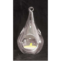 4 Pack of Hanging Clear Glass Tealight Candle Holder Tear Drop Pear Shape - 12cm High - Terrarium Plant Mini Garden Holder Decor thumbnail