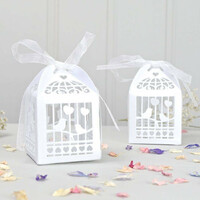 50 Piece Pack - White Dove Bird Heart Wedding Bomboniere Favor Lolly Gift Card Box thumbnail