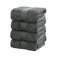 Linenland 4 Piece Cotton Bath Towels Set - Charcoal thumbnail