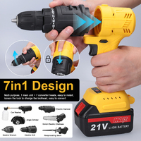 7in1 Multi-function Rechargeable Li-ion Electric Machine Set Electric Hammer Drill Chainsaw Conversion Tool Set Power Tool Kit thumbnail