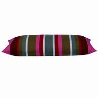 Pack of 4 Corban Rose Pink Based Striped Cushion Cover Multicoloured Rectangle 35x70cm thumbnail