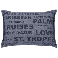 Pack of 2 Denim Sunshine Wording Cushion Cover Cruises, Caribbean, Love etc thumbnail