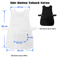 Ladies Women Side Button Tabard Apron 50x80 cm White thumbnail