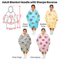 Adult Women Comfy Warm Blanket Hoodie with Sherpa Fleece Reverse Pink Hearts thumbnail