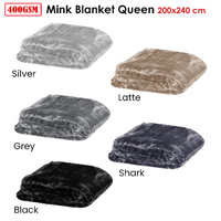 Soft Plain Faux Mink Blanket Queen Silver thumbnail