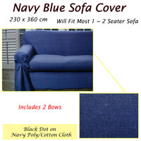 Navy Blue Dots Sofa Cover 1 to 2 Seater 230 X 360cm thumbnail