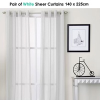 Pair of White Eyelet Sheer Curtains 140 x 225cm thumbnail