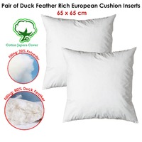 Pair of Duck Feather Rich Fill European Cushion Inserter 65 x 65 cm thumbnail