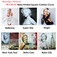 Marilyn Monroe Retro City Square Cushion Cover thumbnail