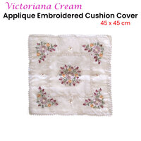 Victoriana Cream Applique Embroidered Cushion Cover 45 x 45 cm thumbnail