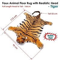 Faux Animal Floor Rug with Realistic Head Wild Tiger thumbnail