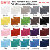 Pair of  280TC Polyester Cotton European Pillowcases White thumbnail