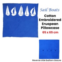 Sail Boats Cotton Embroidered European Pillowcase 65 x 65 cm thumbnail