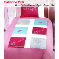 Ballerina Embroidered Quilt Cover Set Single thumbnail