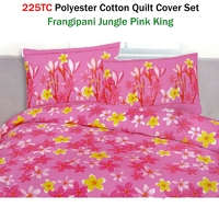 225TC Polyester Cotton Frangipani Jungle Pink Quilt Cover Set King thumbnail