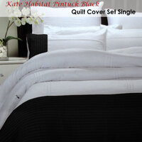 Pintuck Black Quilt Cover Set Single thumbnail