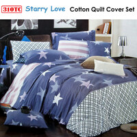 310TC Starry Love Cotton Printed Quilt Cover Set Single thumbnail