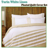 Turin White Linen Quilt Cover Set QUEEN thumbnail