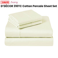 310TC Fusion Cotton Percale Sheet Set Ivory King thumbnail