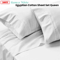 500TC Ramca White Egyptian Cotton Sheet Set Queen thumbnail