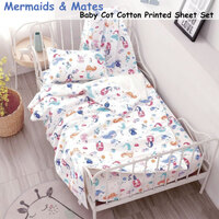 Mermaids & Mates Baby 100% Cotton Printed Sheet Set Cot Size thumbnail
