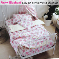 Pinky Elephant Baby 100% Cotton Printed Sheet Set Cot Size thumbnail