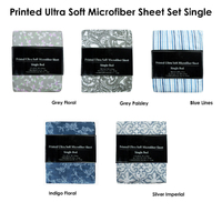 Printed Microfiber Sheet Set Single Grey Paisley thumbnail