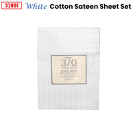 370TC White Self-striped Cotton Sateen Sheet Set King thumbnail